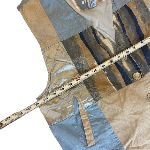 Vintage Active Stuff Cotton Semi Denim Patchwork Vest - Picture 14 of 16